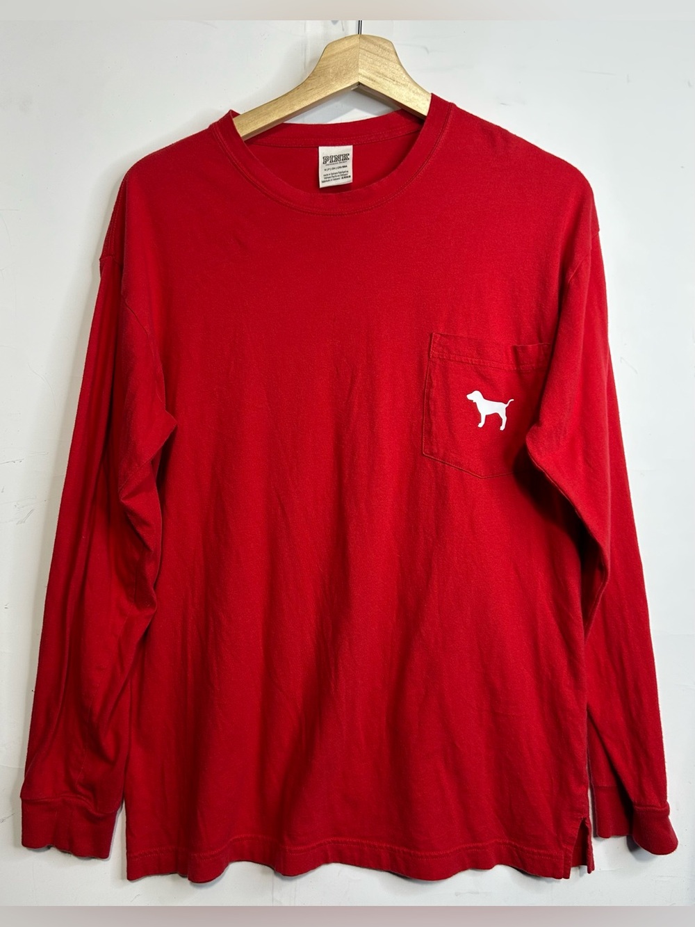 5 for $25🔥Pink Victoria's‎ Secret Red Long Sleeve T-Shirt Small